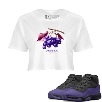 Sneaker match tees – Sneaker Tees To Match Air Jordan 11 Canyon Purple Shoes – Fresh Grape Crop T-Shirt White 1