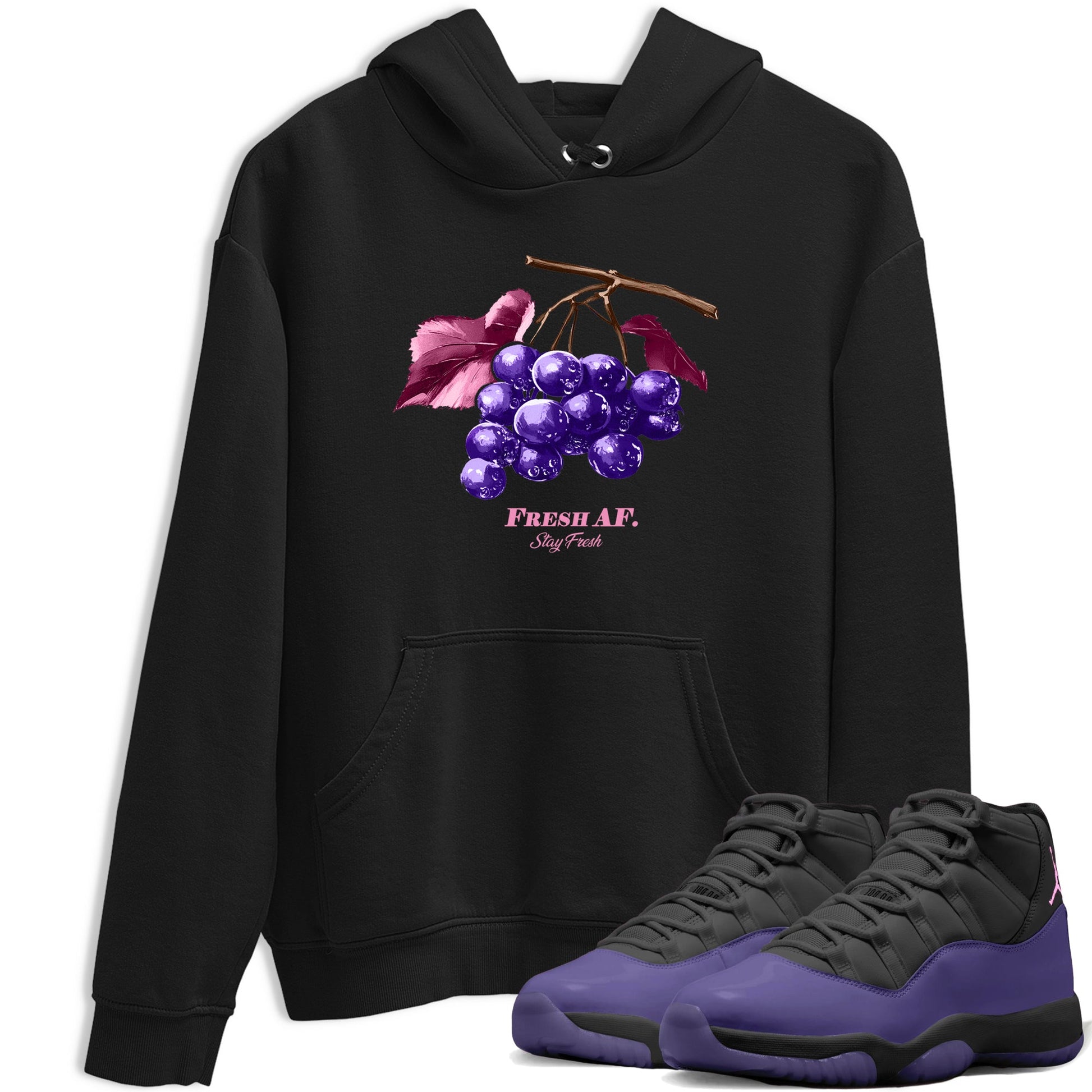 Sneaker match tees – Sneaker Tees To Match Air Jordan 11 Canyon Purple Shoes – Fresh Grape Tee Black 1