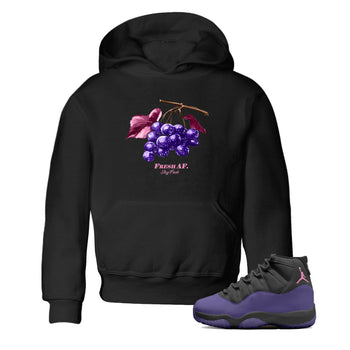 Sneaker match tees – Sneaker Tees To Match Air Jordan 11 Canyon Purple Shoes – Fresh Grape Kids T-Shirt Black 1