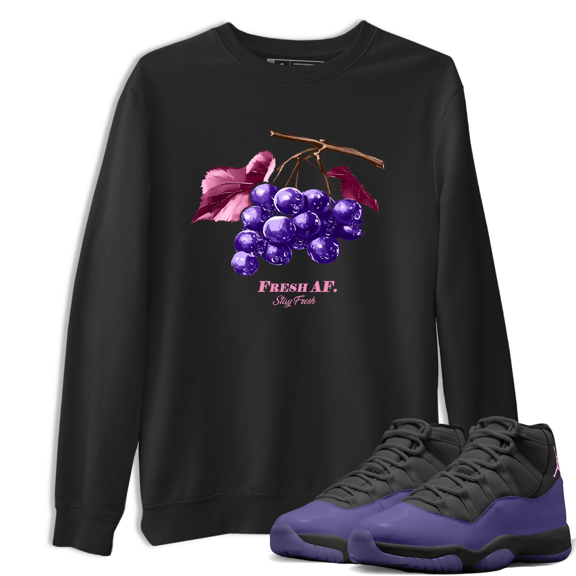 Sneaker match tees – Sneaker Tees To Match Air Jordan 11 Canyon Purple Shoes – Fresh Grape Tee Black 1