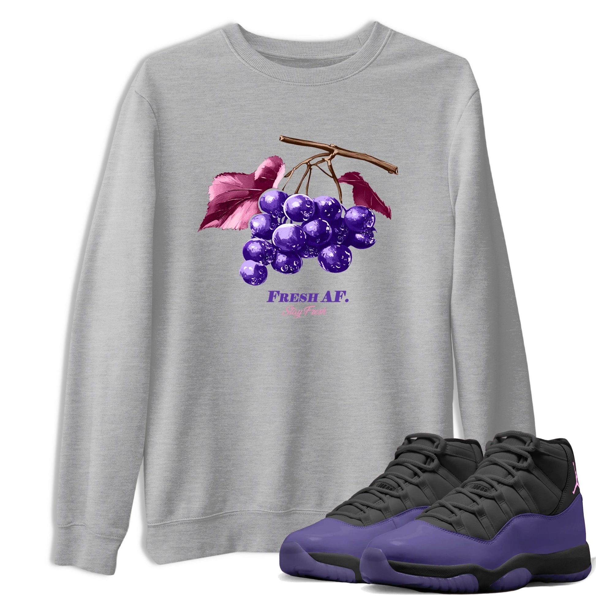 Sneaker match tees – Sneaker Tees To Match Air Jordan 11 Canyon Purple Shoes – Fresh Grape Tee Heather Grey 1