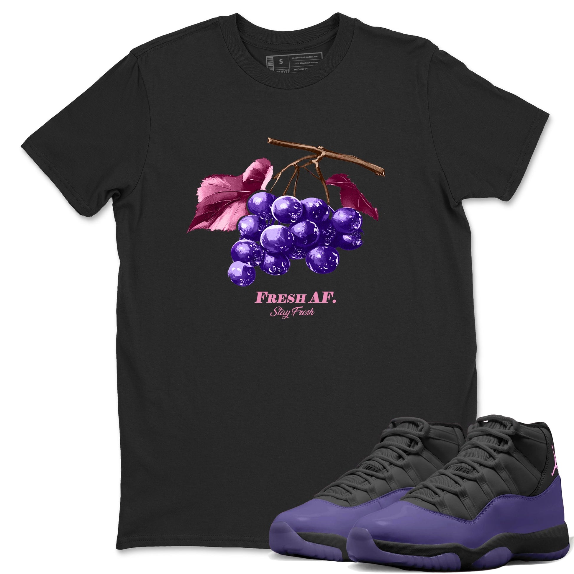 Sneaker match tees – Sneaker Tees To Match Air Jordan 11 Canyon Purple Shoes – Fresh Grape Tee Black 1