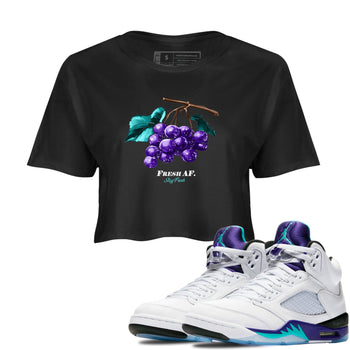 5s Grape shirts to match jordans Fresh Grape best t shirts to wear with jordans AJ 5 OG Grape match shoes to clothes SNRT Sneaker Tees unisex cotton Black 1 crop tee