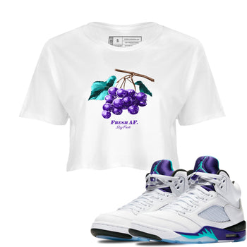 5s Grape shirts to match jordans Fresh Grape best t shirts to wear with jordans AJ 5 OG Grape match shoes to clothes SNRT Sneaker Tees unisex cotton White 1 crop tee
