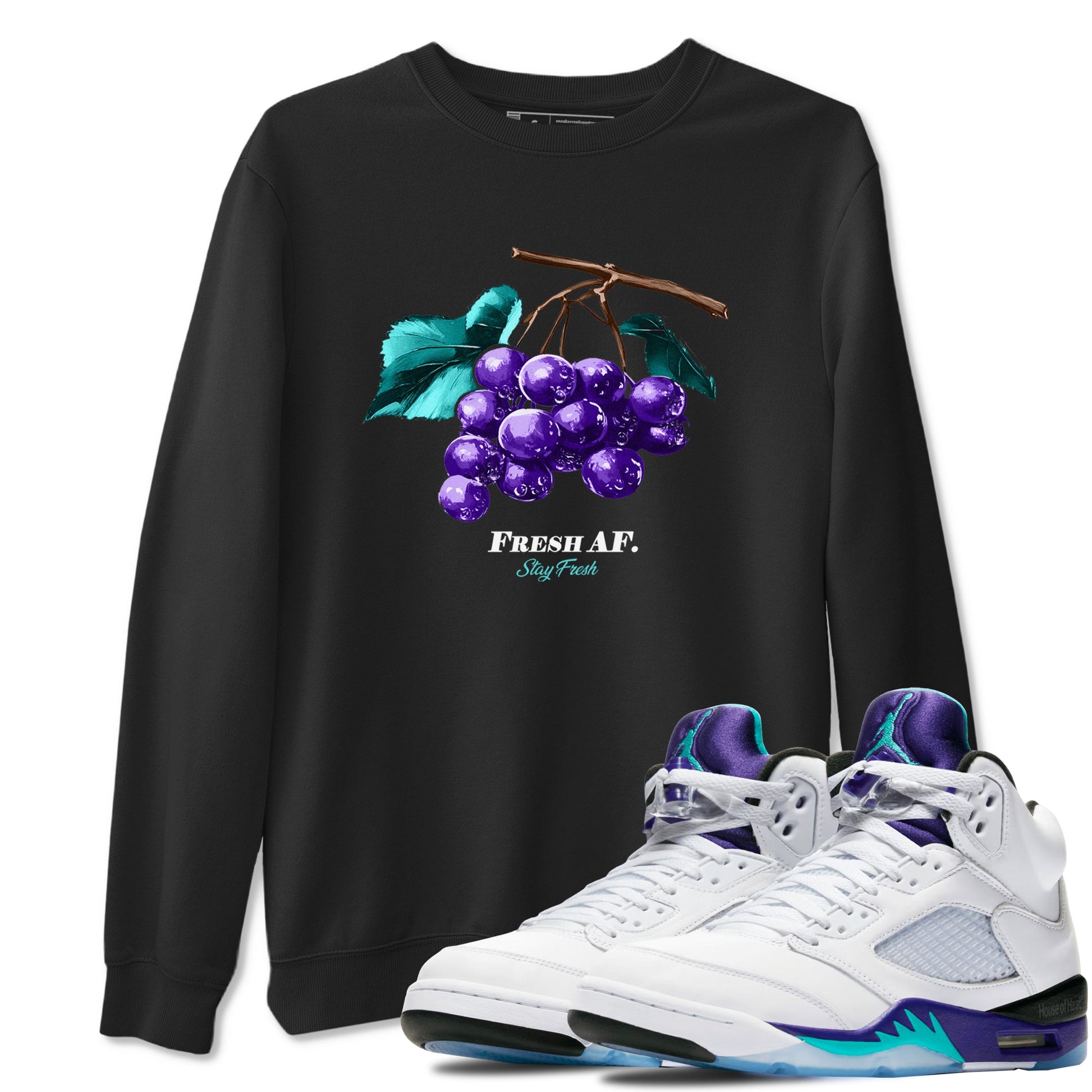 5s Grape shirts to match jordans Fresh Grape best t shirts to wear with jordans Air Jordan 5 Retro Grape match shoes to clothes SNRT Sneaker Tees unisex cotton Black 1 shirts