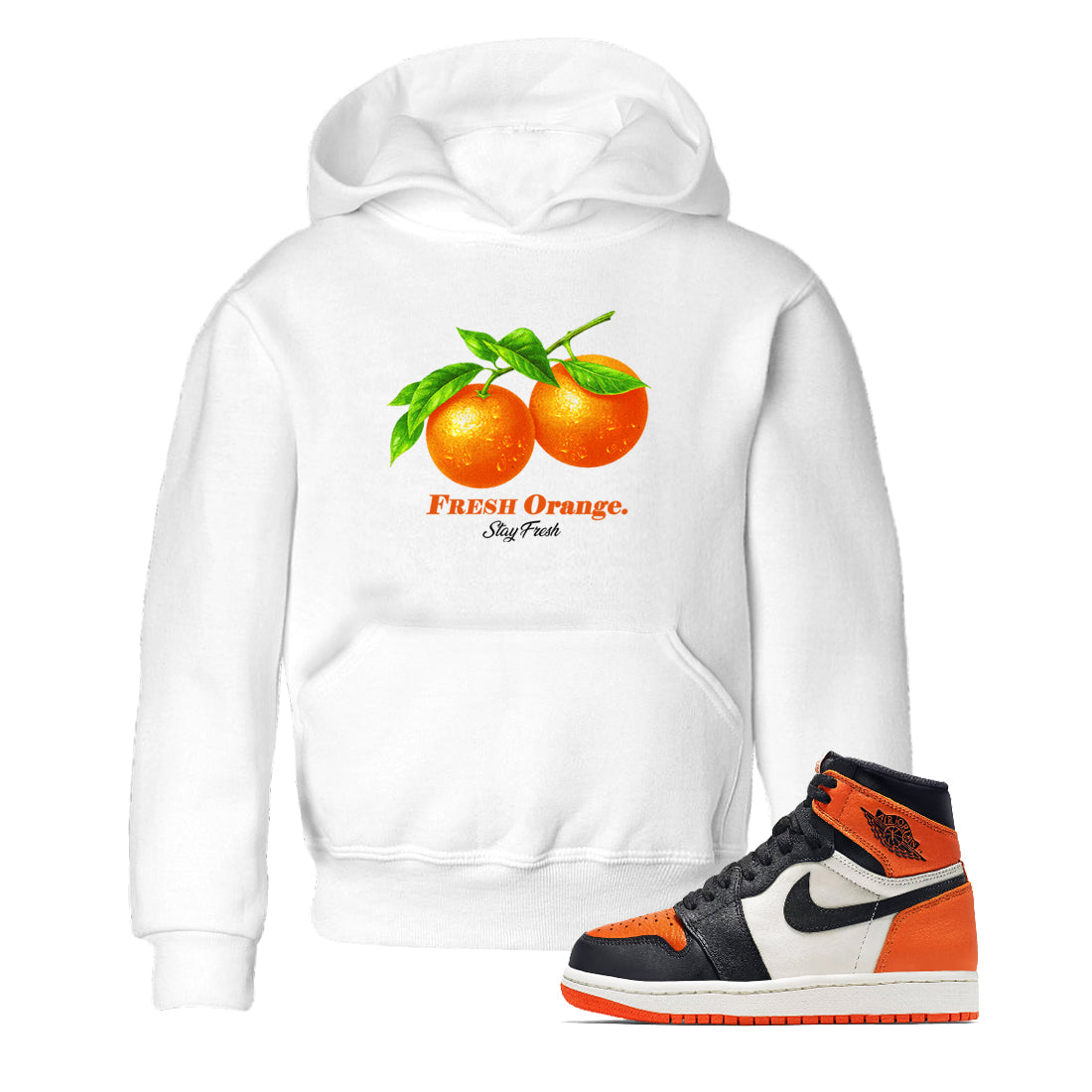 Sneaker match tees – Sneaker Tees To Match Air Jordan 1 Shattered Backboard Shoes – Fresh Orange Kids T-Shirt White 1