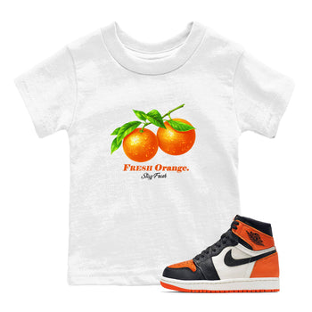Sneaker match tees – Sneaker Tees To Match Air Jordan 1 Shattered Backboard Shoes – Fresh Orange Kids T-Shirt White 1