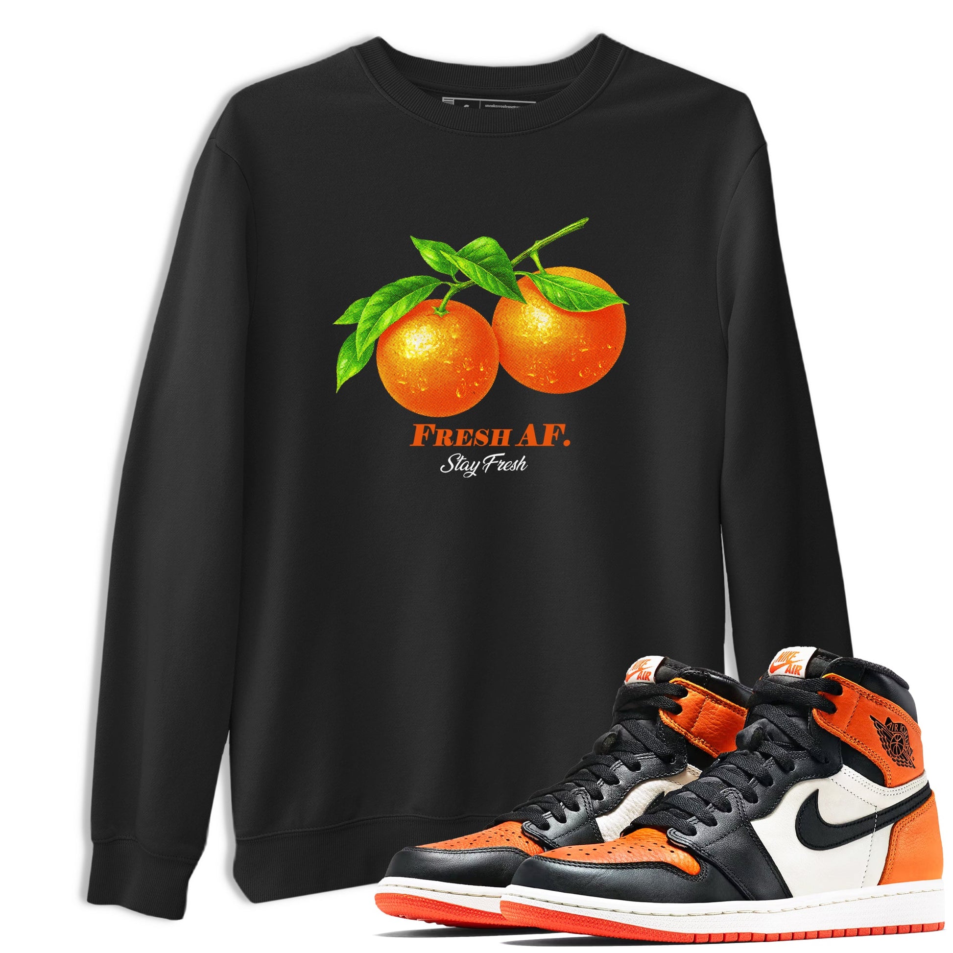 Sneaker match tees – Sneaker Tees To Match Air Jordan 1 Shattered Backboard Shoes – Fresh Orange Tee Black 1