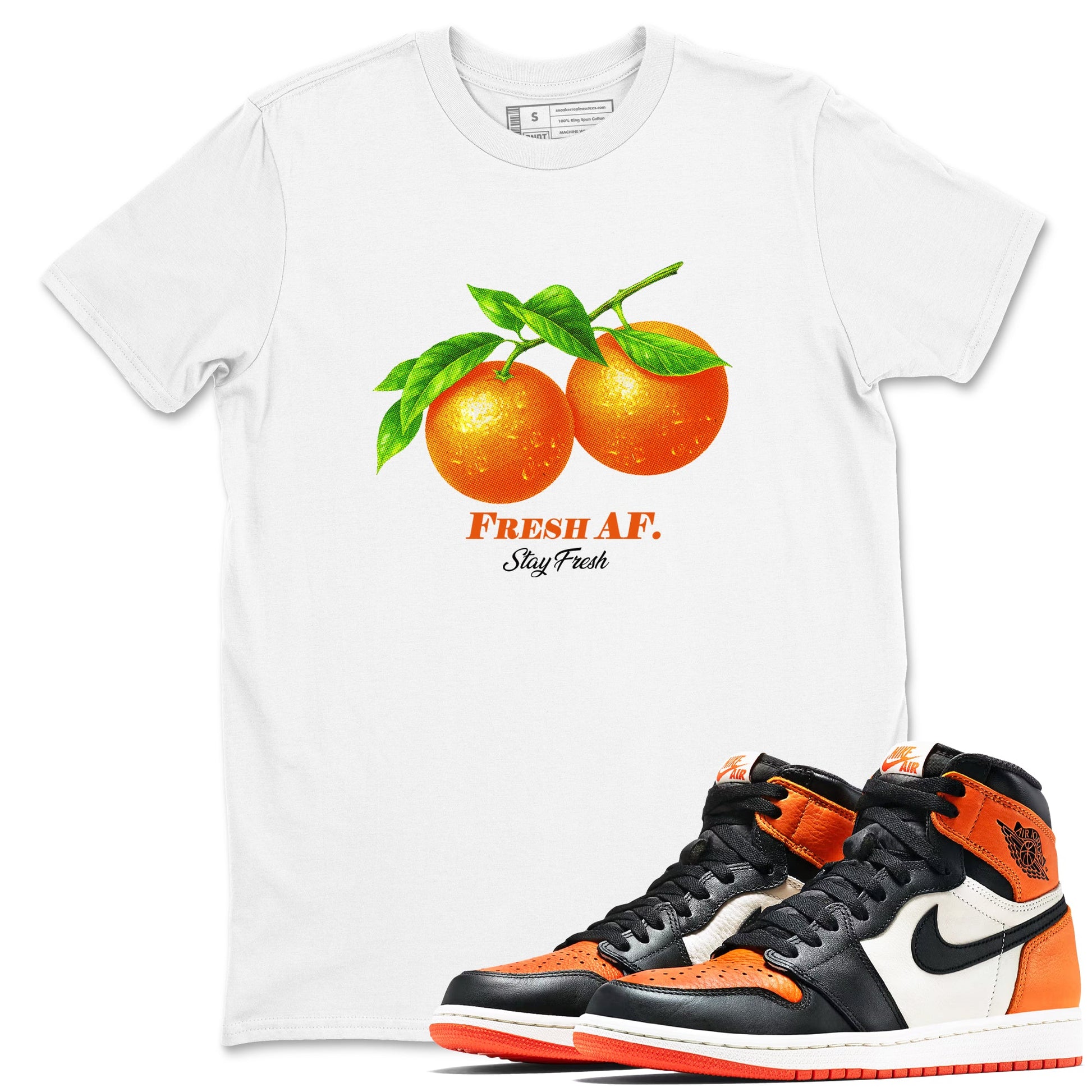 Sneaker match tees – Sneaker Tees To Match Air Jordan 1 Shattered Backboard Shoes – Fresh Orange Tee White 1