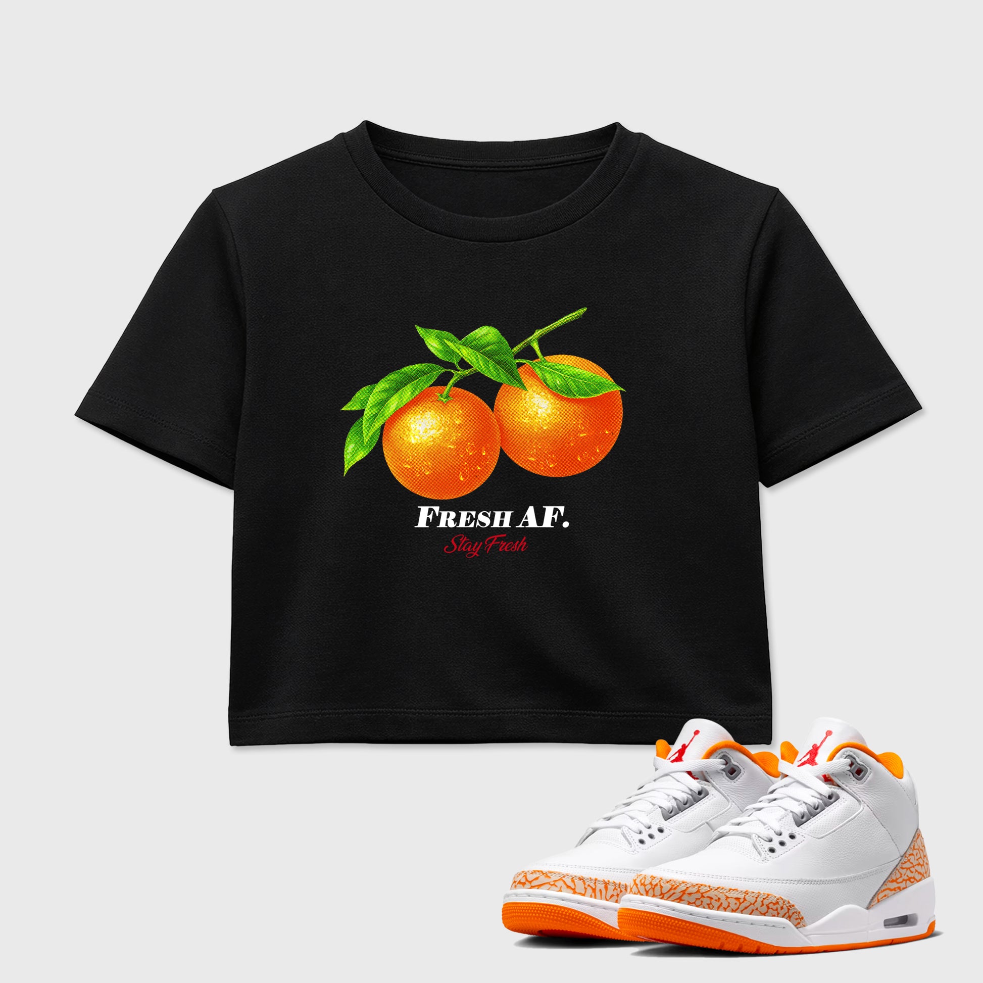 Sneaker match tees – Sneaker Tees To Match Air Jordan 3 Orange Citrus Shoes – Fresh Orange Crop T-Shirt Black 1