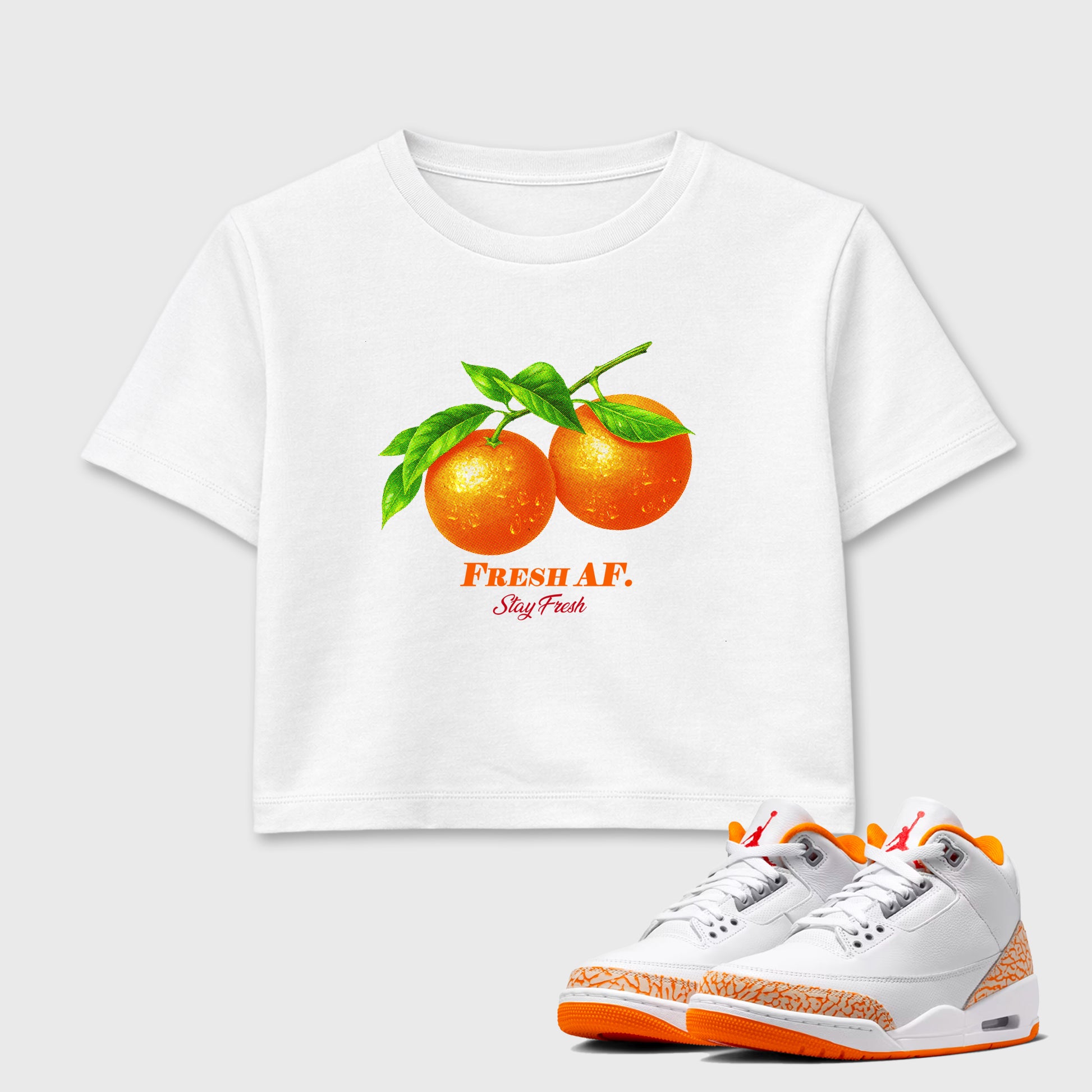 Sneaker match tees – Sneaker Tees To Match Air Jordan 3 Orange Citrus Shoes – Fresh Orange Crop T-Shirt White 1