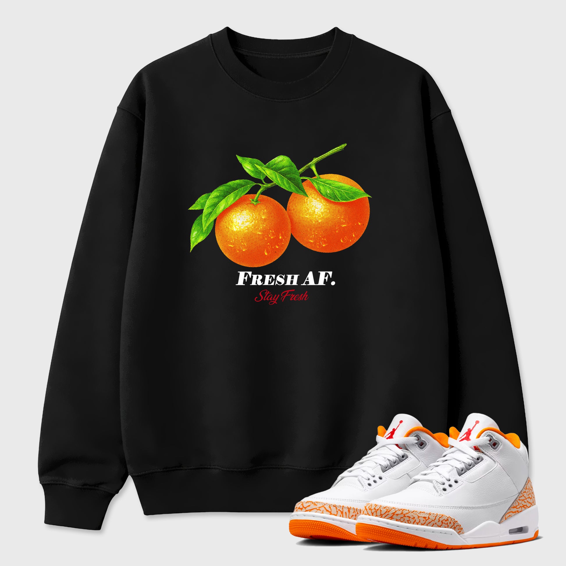 Sneaker match tees – Sneaker Tees To Match Air Jordan 3 Orange Citrus Shoes – Fresh Orange Tee Black 1