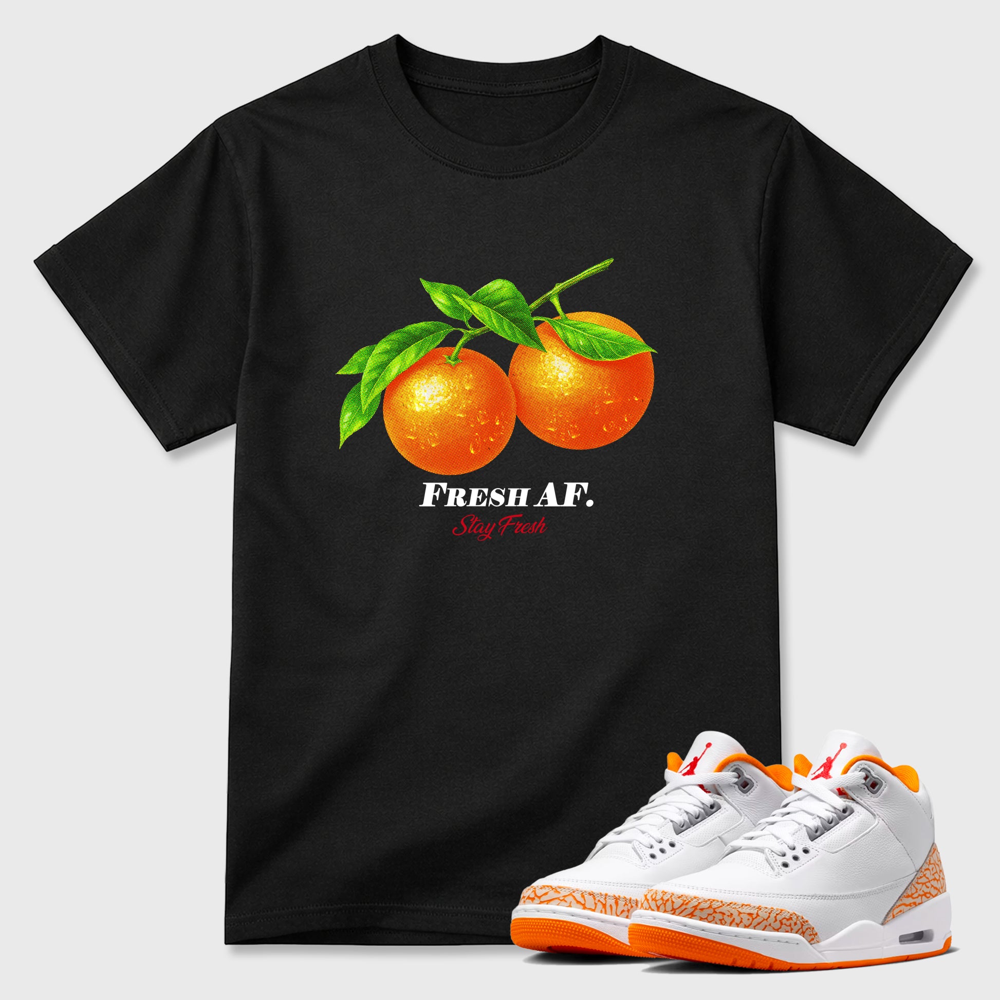 Sneaker match tees – Sneaker Tees To Match Air Jordan 3 Orange Citrus Shoes – Fresh Orange Tee Black 1