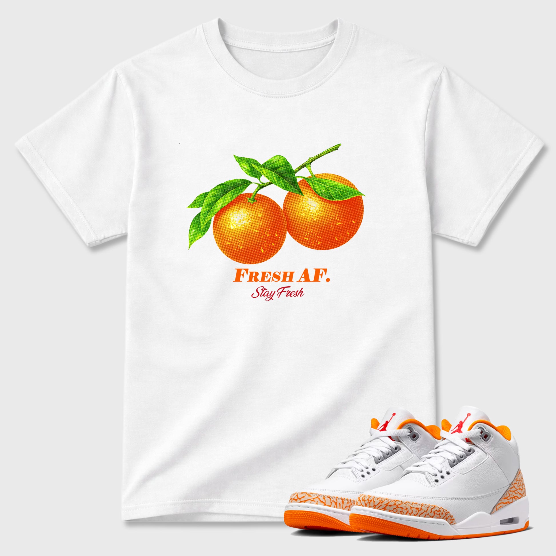 Sneaker match tees – Sneaker Tees To Match Air Jordan 3 Orange Citrus Shoes – Fresh Orange Tee White 1