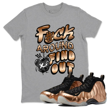 Air Foamposite 1 Metallic Copper Shirts To Match Jordans Fuck Around And Find Out Sneaker Shirts Air Foamposite One Metallic Copper SNRT Sneaker Release Tees Unisex Cotton Crew Neck Heather Grey 1 crew neck shirts