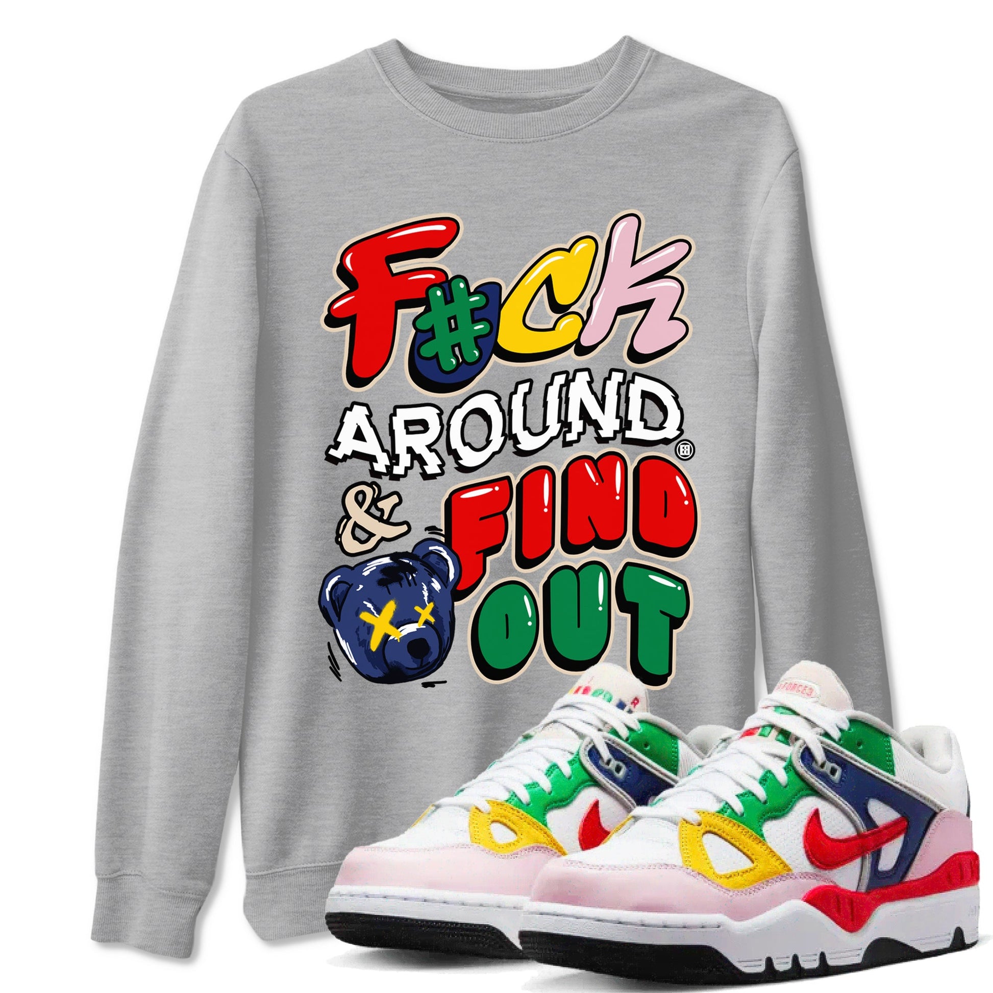 AF 3 Nigo shirtsto match jordans Fuck Around And Find Out sneaker match tees Air Force 3 Low x Nigo Blue Void and Tour Yellow match shoes to clothes SNRT Sneaker Tees unisex cotton Heather Grey 1 shirts