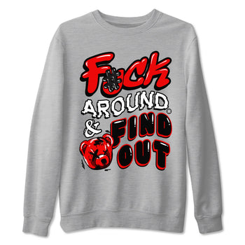 1s Black Toe Reimagined shirts to match jordans Fuck Around And Find Out sneaker match tees Air Jordan 1 Black Toe Reimagined match shoes to clothes SNRT Sneaker Tees unisex cotton Heather Grey 2 shirts