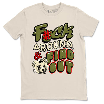 Jordan 1 Olive t shirts to match sneakers Fuck Around And Find Out sneaker match tees Air Jordan 1 Low x Travis Scott Reverse Olive tee SNRT Sneaker Tees unisex cotton Natural 2 shirts