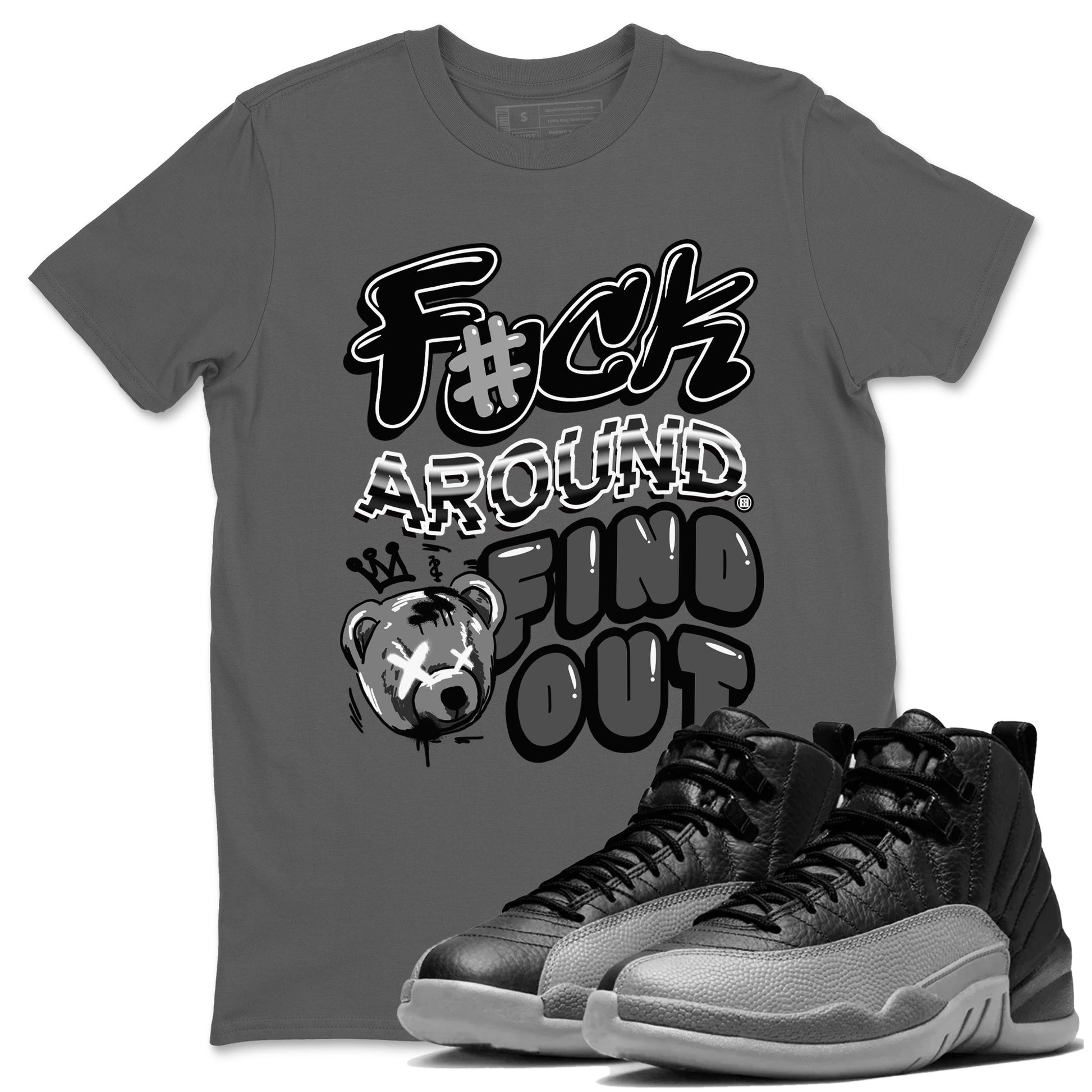 Air Jordan 12 Retro Black Wolf Grey shirts to match jordans Fuck Around And Find Out sneaker match tees Air Jordan 12 Black Wolf Grey SNRT Sneaker Release Tees unisex cotton Cool Grey 1 crew neck shirts