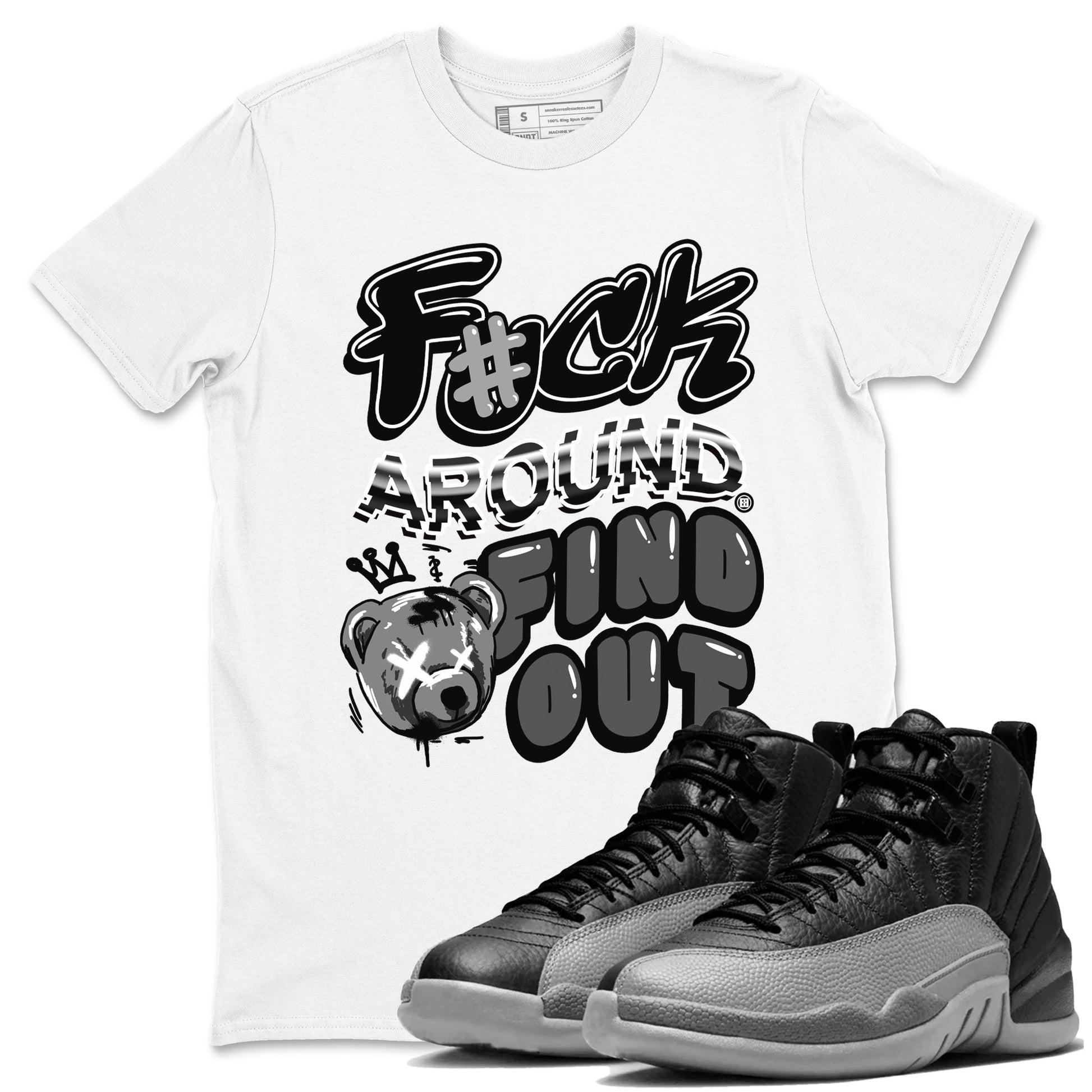 Air Jordan 12 Retro Black Wolf Grey shirts to match jordans Fuck Around And Find Out sneaker match tees Air Jordan 12 Black Wolf Grey SNRT Sneaker Release Tees unisex cotton White 1 crew neck shirts