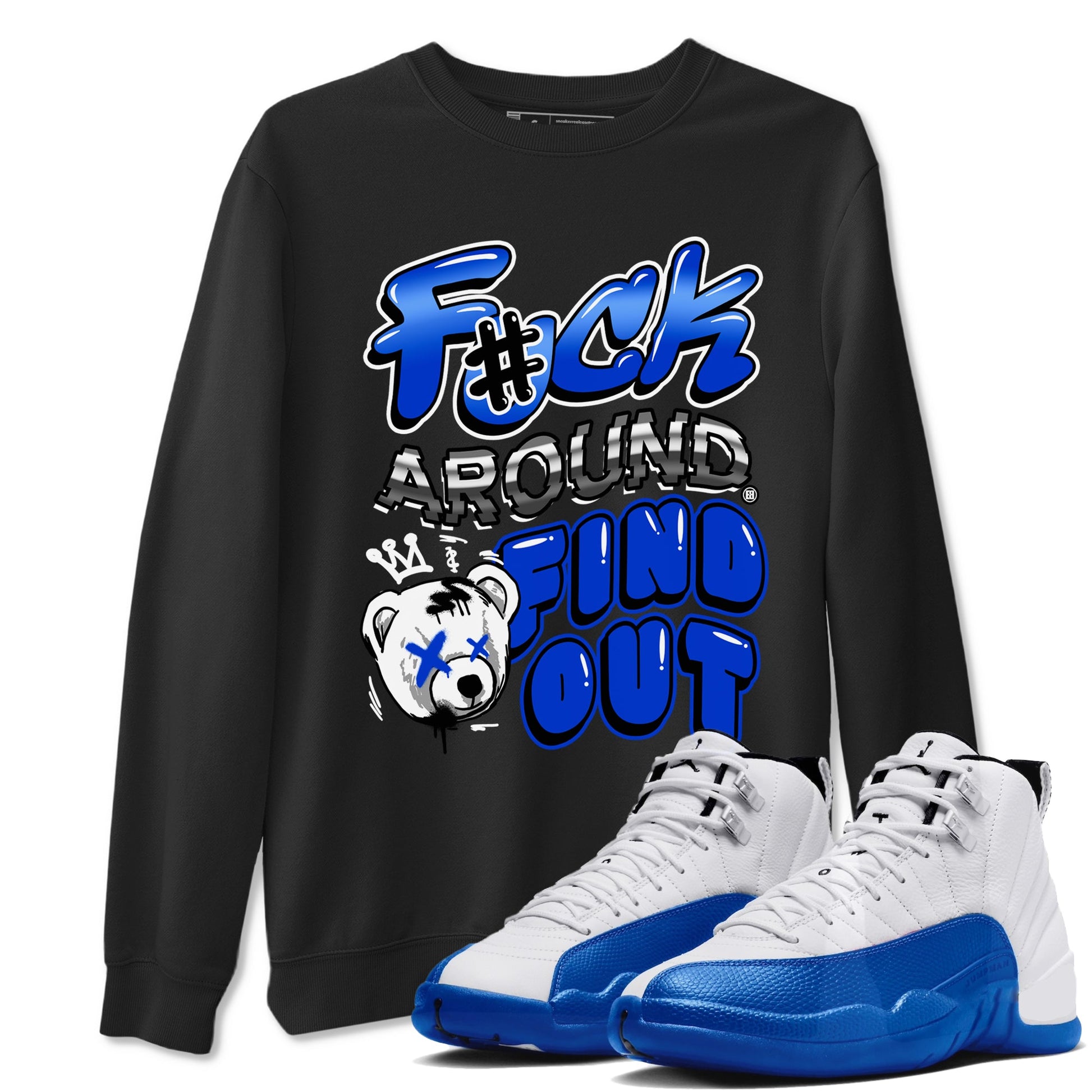 AJ12 Blueberry Blue shirts to match jordans Fuck Around And Find Out sneaker match tees Air Jordan 12 Blueberry SNRT Sneaker Release Tees unisex cotton Black 1 crew neck shirts