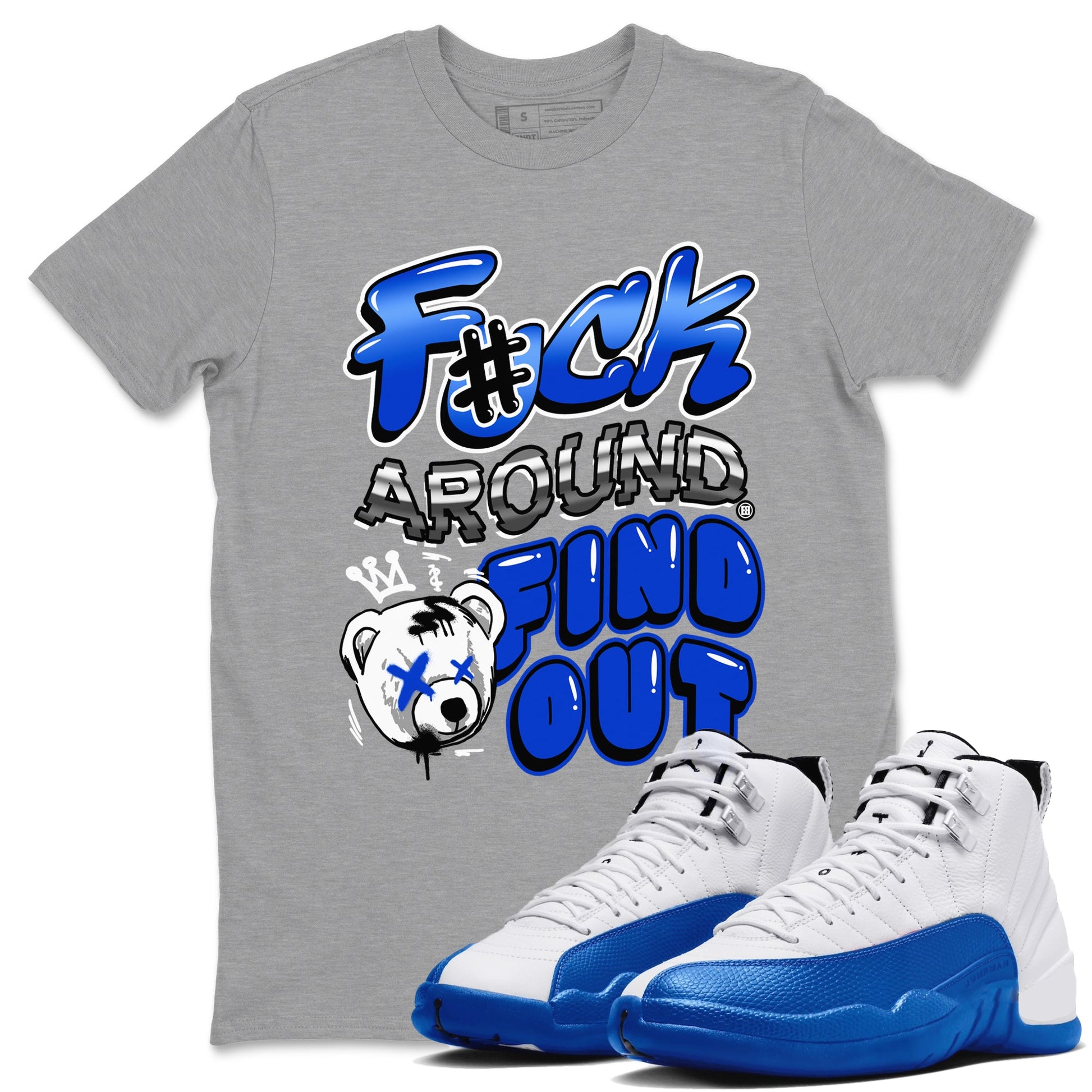 AJ12 Blueberry Blue shirts to match jordans Fuck Around And Find Out sneaker match tees Air Jordan 12 Blueberry SNRT Sneaker Release Tees unisex cotton Heather Grey 1 crew neck shirts