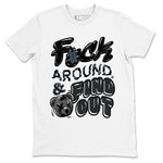 3s Black Cat shirts to match jordans Fuck Around And Find Out best t shirts to wear with jordans AJ3 Retro Black Cat match shoes to clothes SNRT Sneaker Tees unisex cotton White 2 shirts