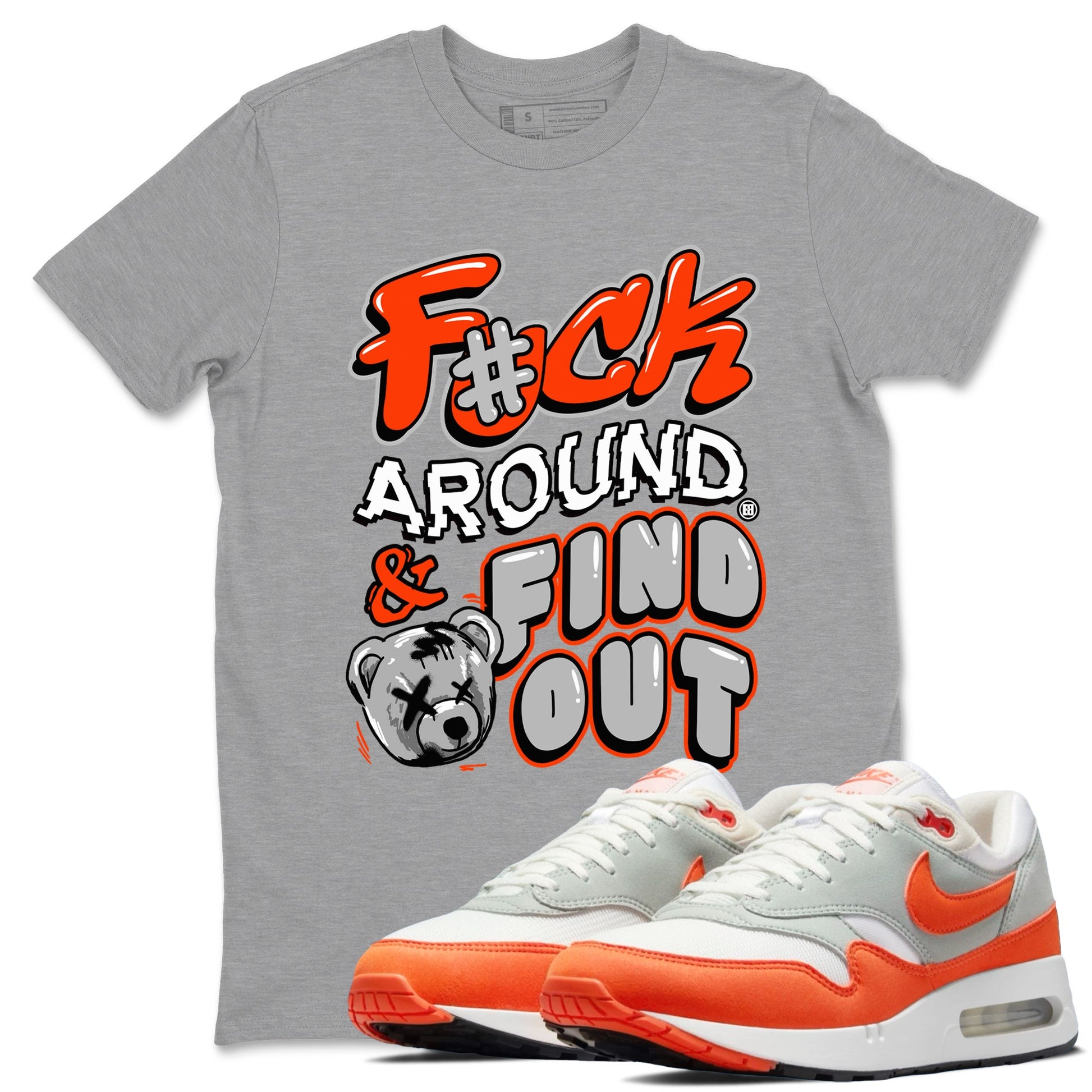 Air Max 1 OG '86 'Summit White and Cosmic Clay shirts to match jordans Fuck Around And Find Out sneaker match tees Air Max 1 Cosmic Clay match shoes to clothes SNRT Sneaker Tees unisex cotton Heather Grey 1 shirts