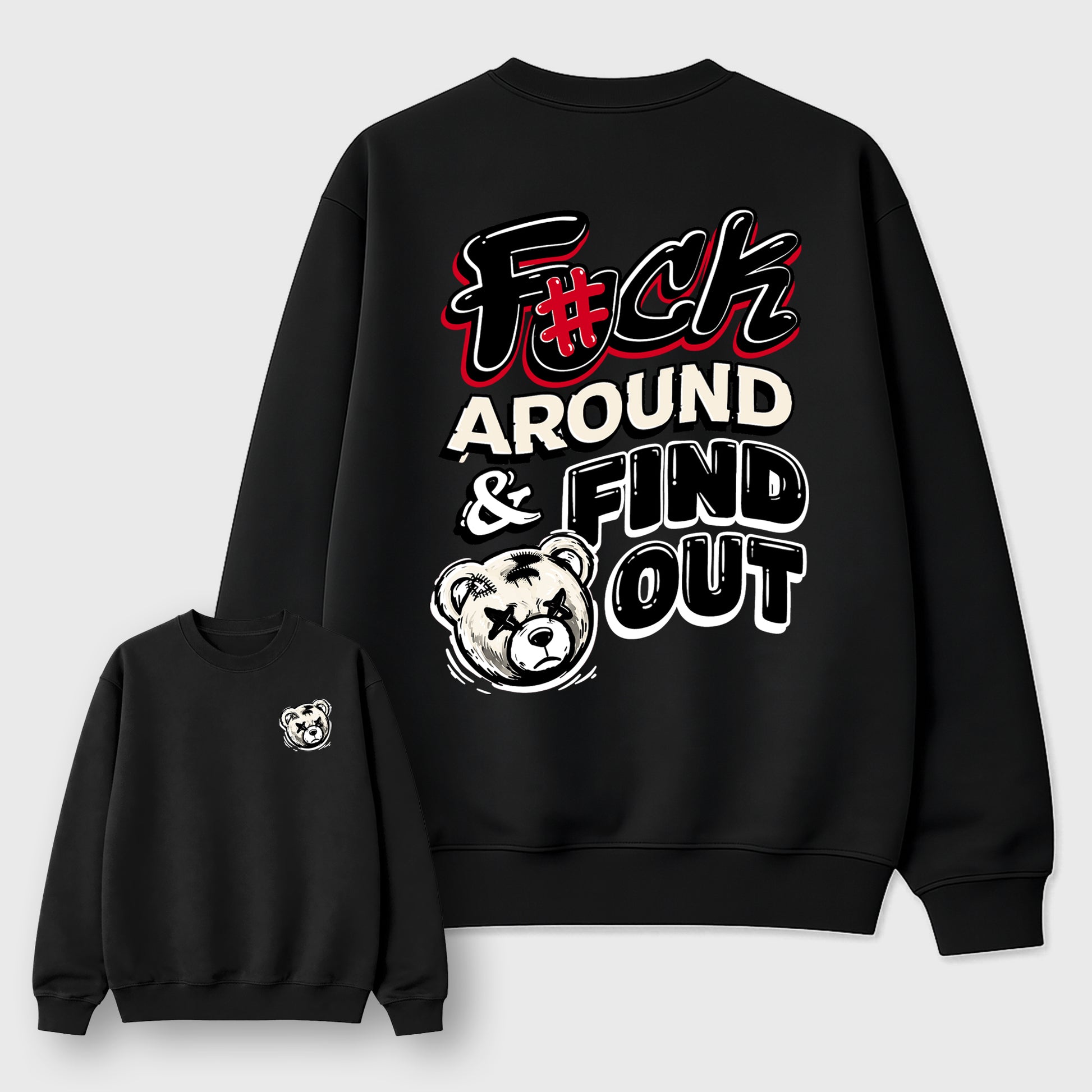 Fuck Around and Find Outgraphic t-shirt. Streetwear sneakerfit. Sneaker outfit. Complete your fit with the 1s Flight Club, shown in Black.