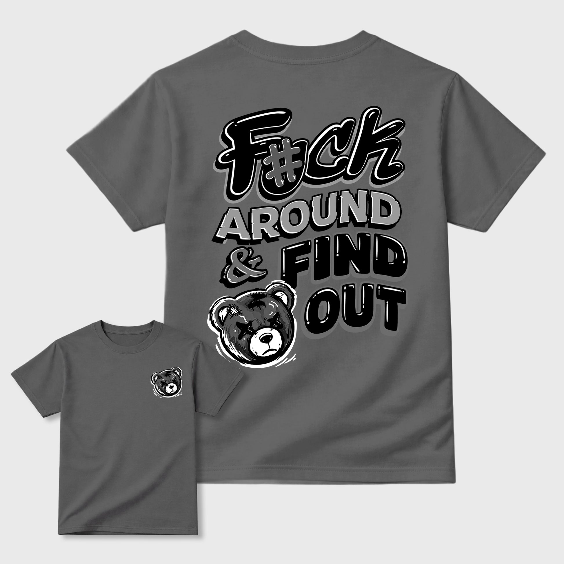 Fuck Around and Find Out graphic t-shirt styled to complete your sneaker outfit with the 6s Cap&Gown, shown in Cool Grey.