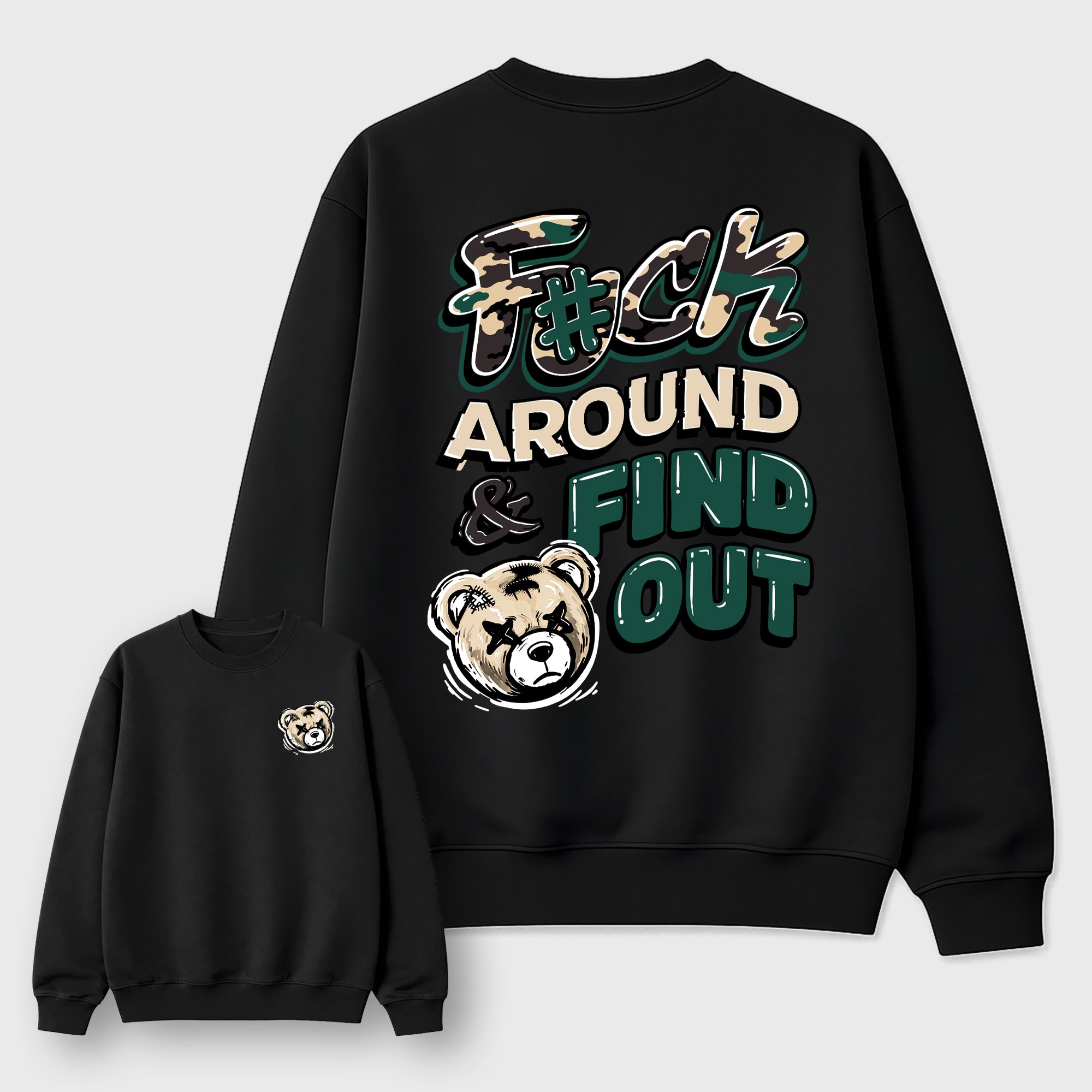 Fuck Arount And Find out Graphic T-Shirt featuring original streetwear artwork designed to match the . Black Graphic Tee.