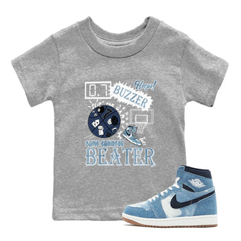 1s Denim shirts to match jordans Game Changer sneaker match tees Air Jordan 1 Denim SNRT Sneaker Tees streetwear brand Baby and Youth Heather Grey 1 cotton tee