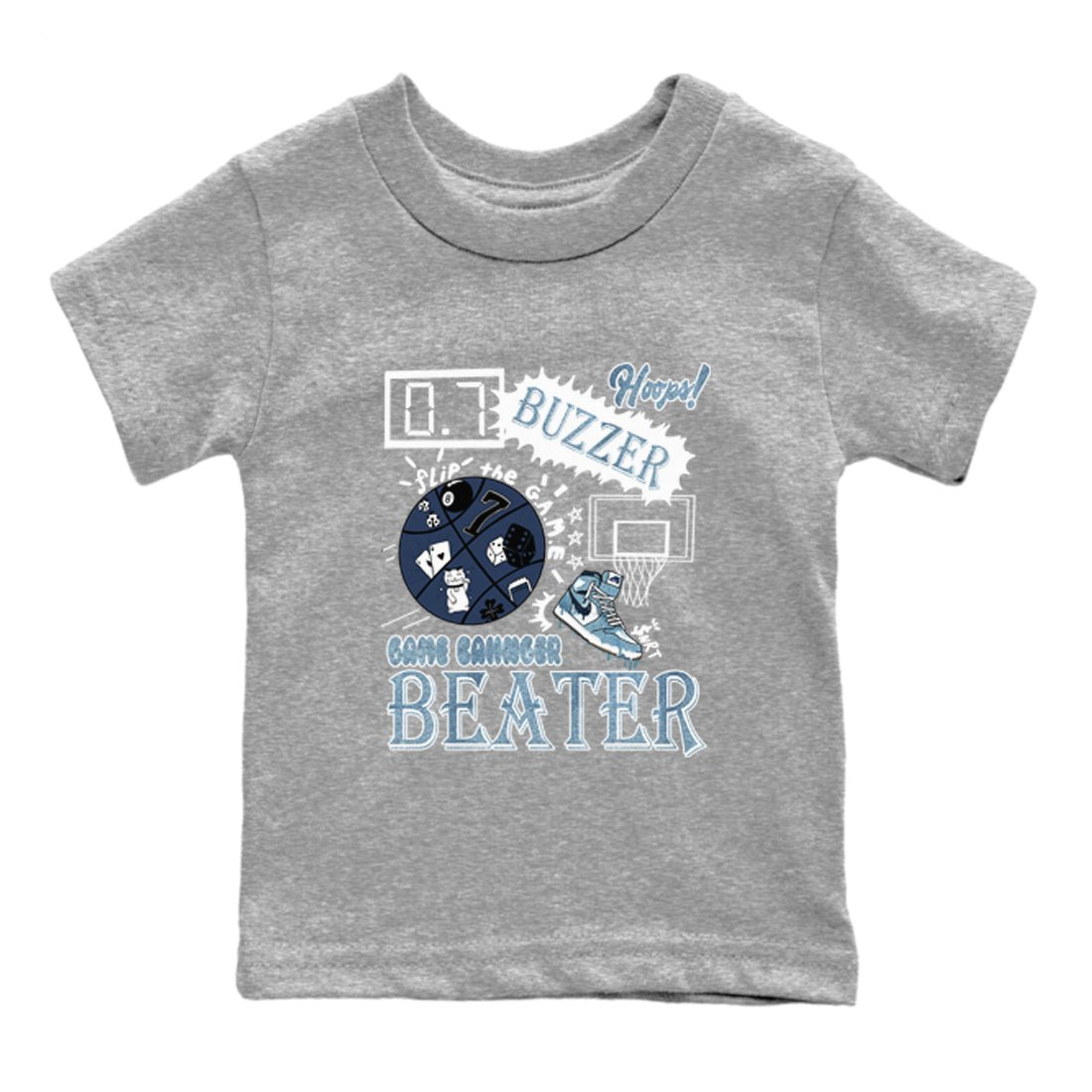 1s Denim shirts to match jordans Game Changer sneaker match tees Air Jordan 1 Denim SNRT Sneaker Tees streetwear brand Baby and Youth Heather Grey 2 cotton tee
