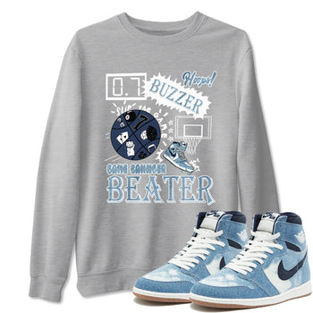 1s Denim shirts to match jordans Game Changer sneaker match tees Air Jordan 1 Denim SNRT Sneaker Tees streetwear brand Heather Grey 1 unisex cotton tee