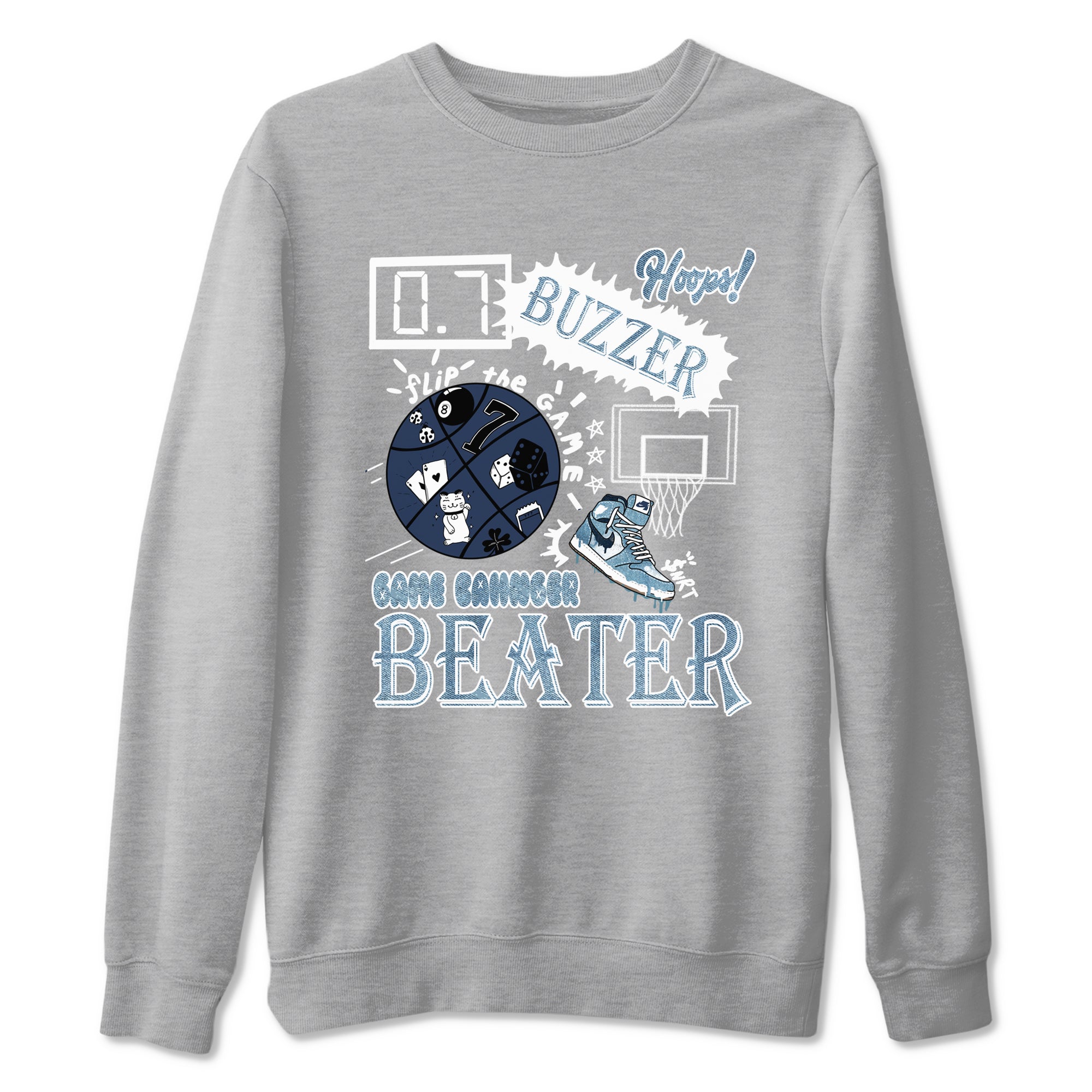 1s Denim shirts to match jordans Game Changer sneaker match tees Air Jordan 1 Denim SNRT Sneaker Tees streetwear brand Heather Grey 2 unisex cotton tee
