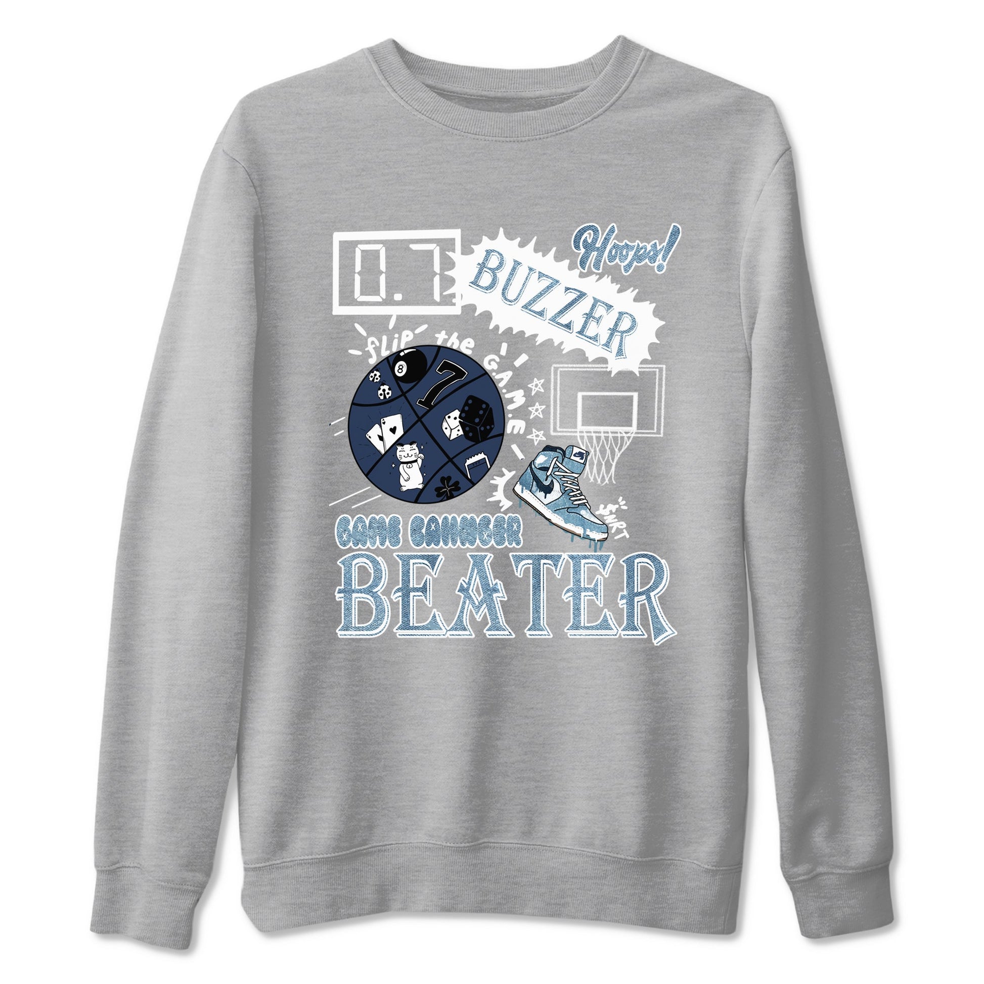 1s Denim shirts to match jordans Game Changer sneaker match tees Air Jordan 1 Denim SNRT Sneaker Tees streetwear brand Heather Grey 2 unisex cotton tee