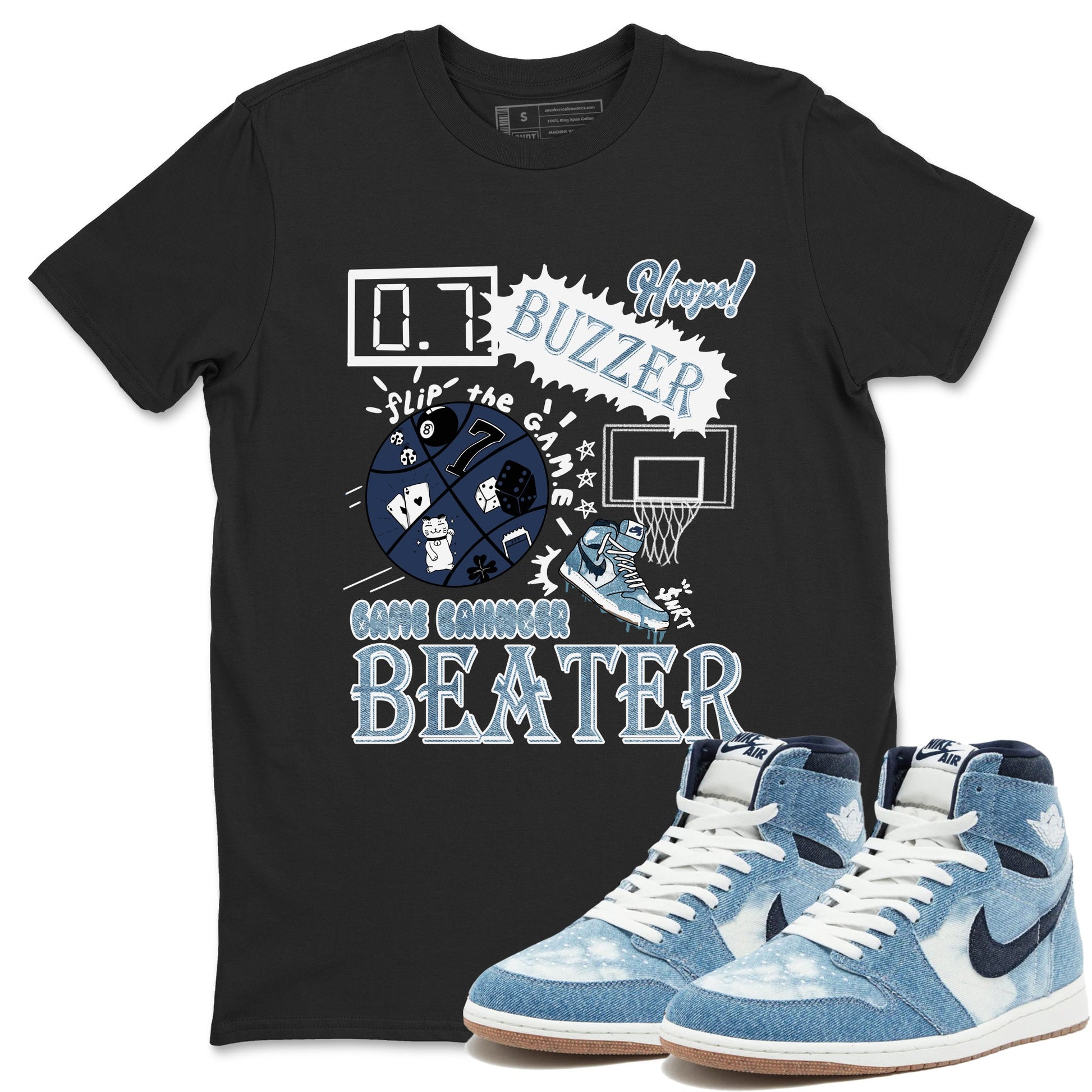 1s Denim shirts to match jordans Game Changer sneaker match tees Air Jordan 1 Denim SNRT Sneaker Tees streetwear brand Black 1 unisex cotton tee