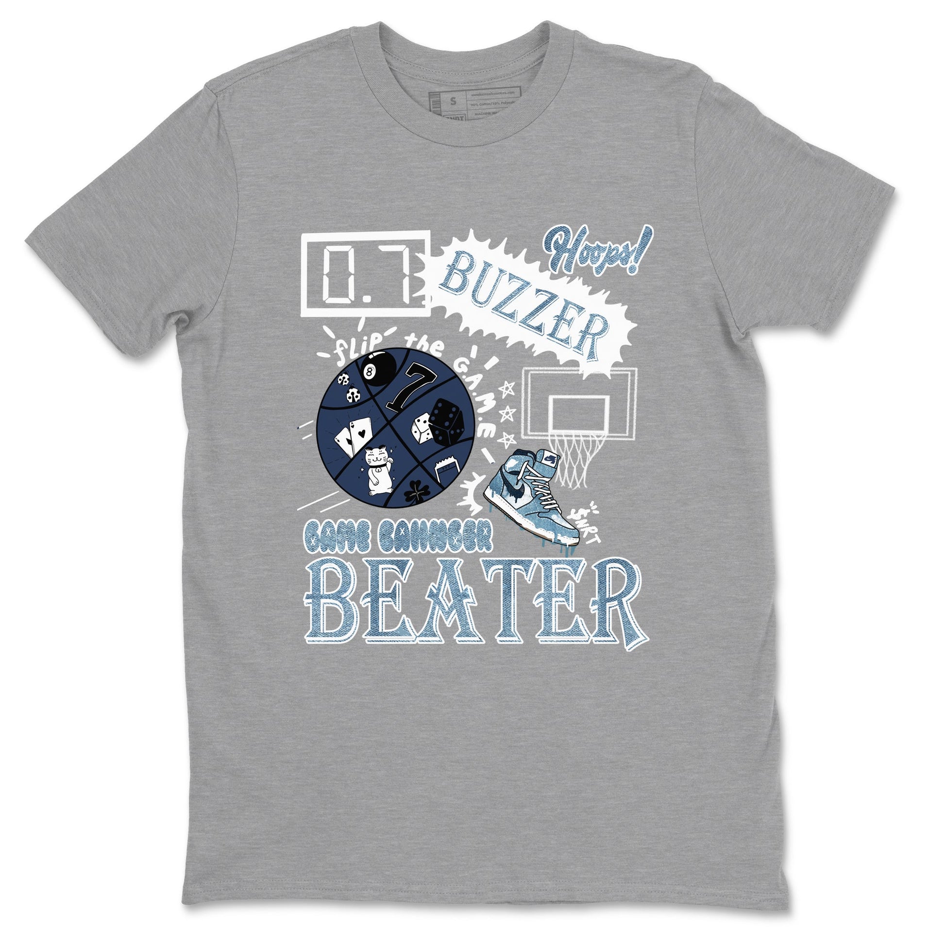 1s Denim shirts to match jordans Game Changer sneaker match tees Air Jordan 1 Denim SNRT Sneaker Tees streetwear brand Heather Grey 2 unisex cotton tee