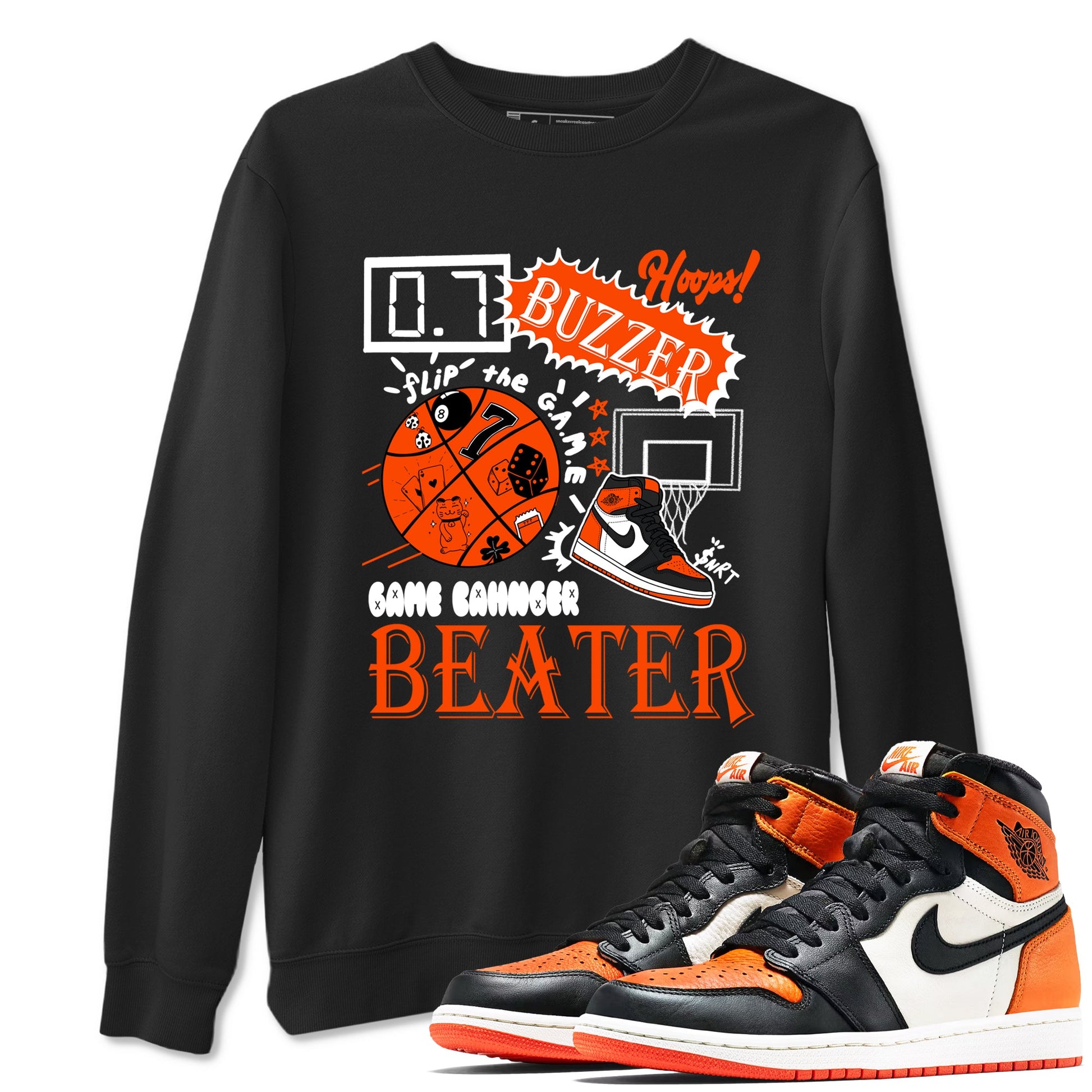 Game Changer sneaker match t-shirt styled to complete your fit with the Air Jordan 1 Shattered Backboard sneakers, shown in Black 1.