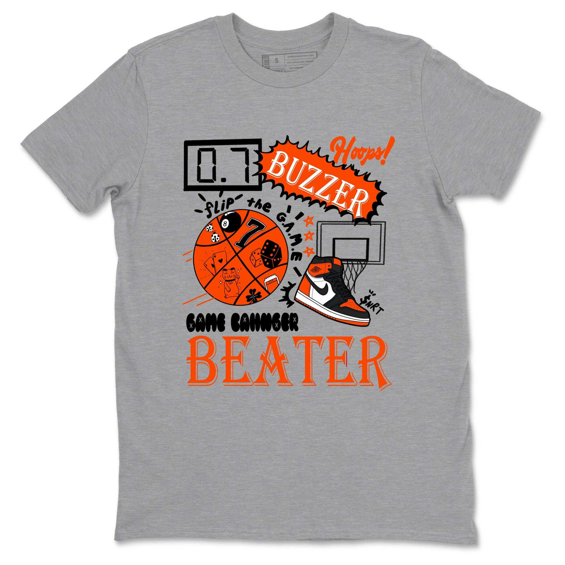 Game Changer sneaker match t-shirt styled to complete your fit with the Air Jordan 1 Shattered Backboard sneakers, shown in Heather Grey 2.