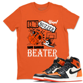 Game Changer sneaker match t-shirt styled to complete your fit with the Air Jordan 1 Shattered Backboard sneakers, shown in Orange 1.
