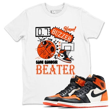 Game Changer sneaker match t-shirt styled to complete your fit with the Air Jordan 1 Shattered Backboard sneakers, shown in White 1.