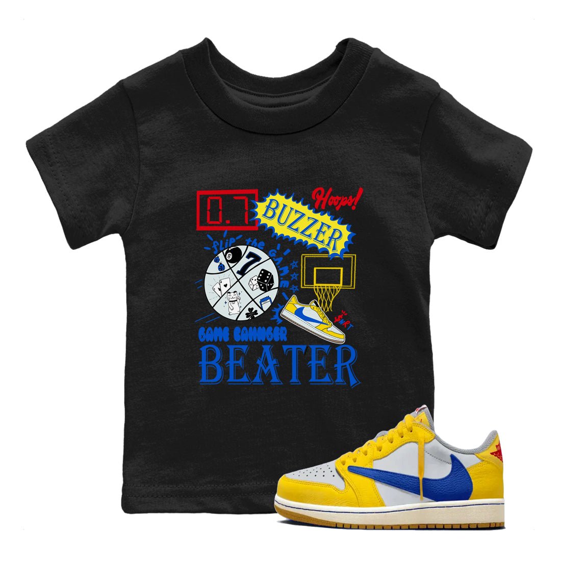 1s Travis Scott Canary shirt to match jordans Game Changer sneaker tees Air Jordan 1 Travis Scott Canary SNRT sneaker release tees baby toddler Black 1 cotton Shirt
