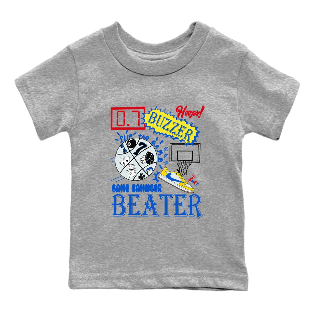 1s Travis Scott Canary shirt to match jordans Game Changer sneaker tees Air Jordan 1 Travis Scott Canary SNRT sneaker release tees baby toddler Heather Grey 2 cotton Shirt