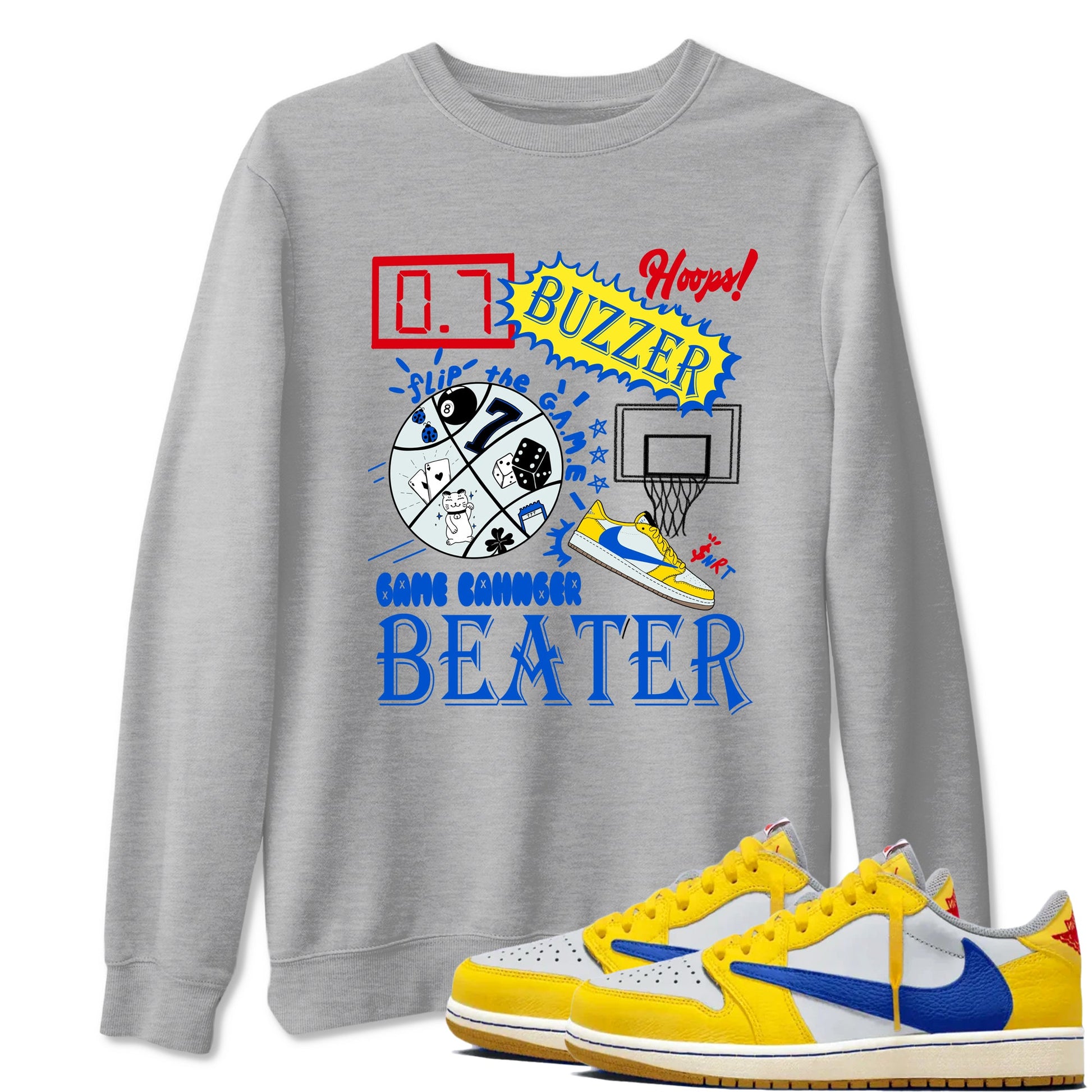1s Travis Scott Canary shirt to match jordans Game Changer sneaker tees Air Jordan 1 Travis Scott Canary SNRT Sneaker Release Tees unisex cotton Heather Grey 1 crew neck shirt