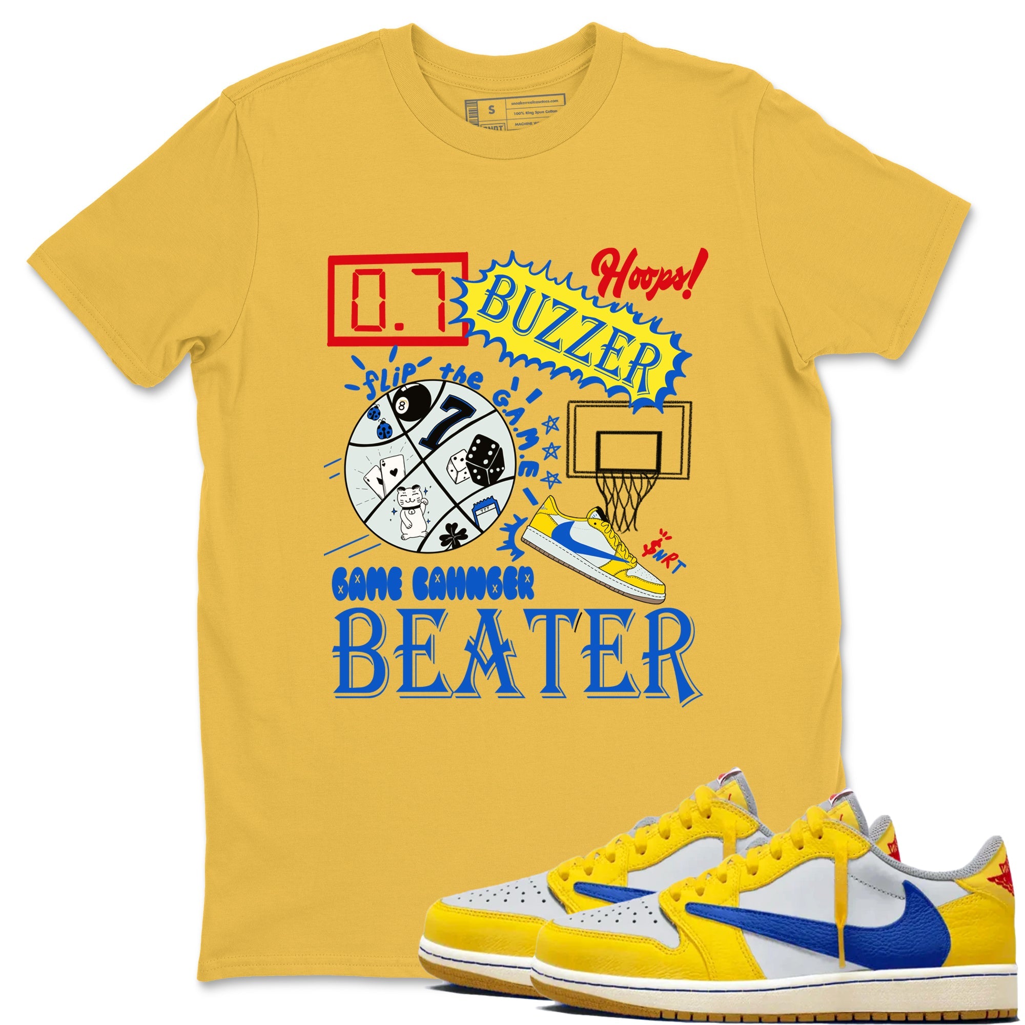 1s Travis Scott Canary shirt to match jordans Game Changer sneaker tees Air Jordan 1 Travis Scott Canary SNRT Sneaker Release Tees unisex cotton Daisy 1 crew neck shirt