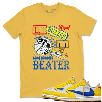 1s Travis Scott Canary shirt to match jordans Game Changer sneaker tees Air Jordan 1 Travis Scott Canary SNRT Sneaker Release Tees unisex cotton Daisy 1 crew neck shirt