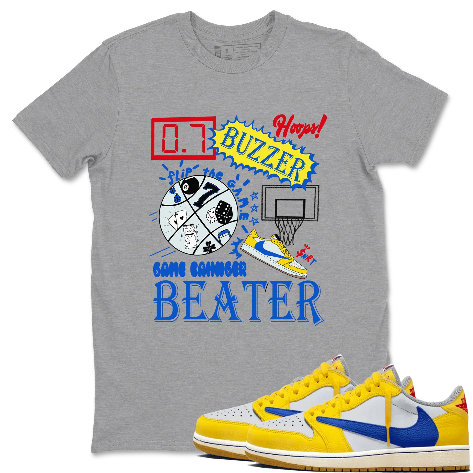 1s Travis Scott Canary shirt to match jordans Game Changer sneaker tees Air Jordan 1 Travis Scott Canary SNRT Sneaker Release Tees unisex cotton Heather Grey 1 crew neck shirt
