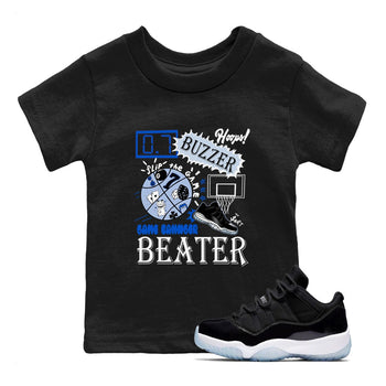 AJ11 Black and Varsity Royal shirt to match jordans Game Changer sneaker tees Air Jordan 11 Black and Varsity Royal SNRT sneaker release tees baby toddler Black 1 cotton Shirt