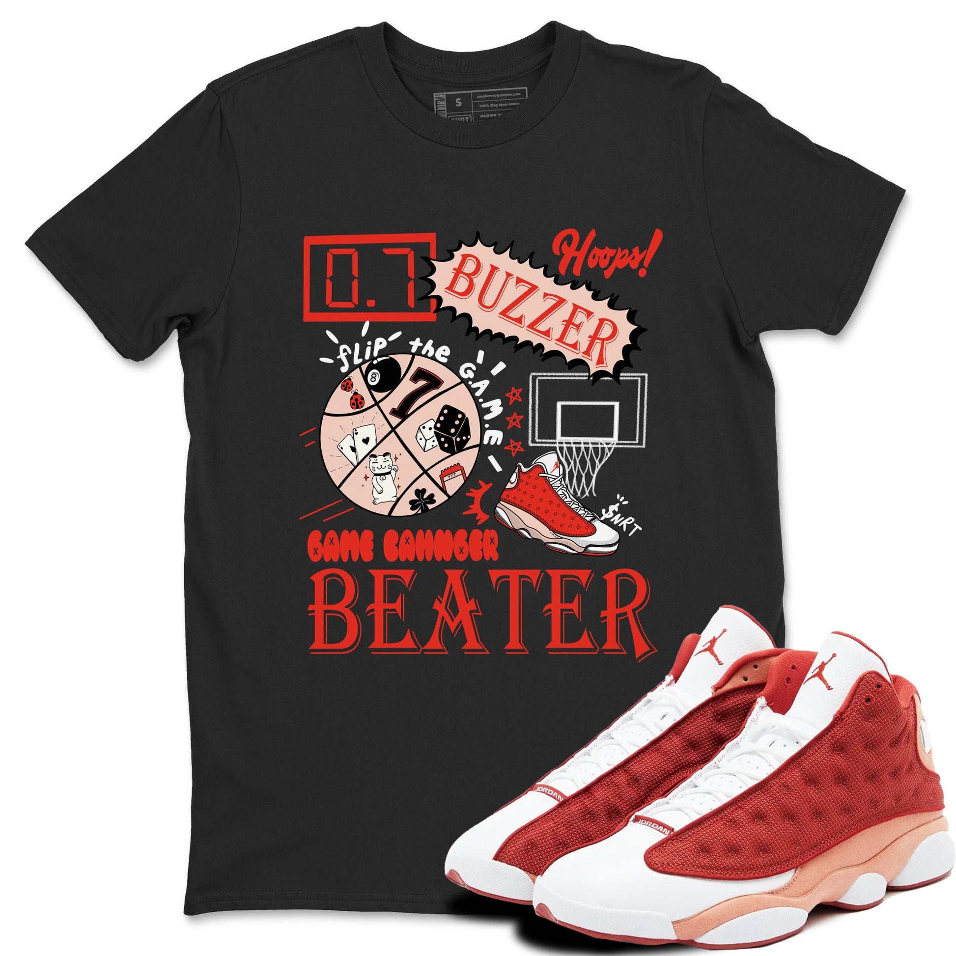 AJ13 Dune Red shirts to match jordans Game Changer sneaker match tees Air Jordan 13 Dune Red SNRT Sneaker Tees streetwear brand Black 1 unisex cotton tee